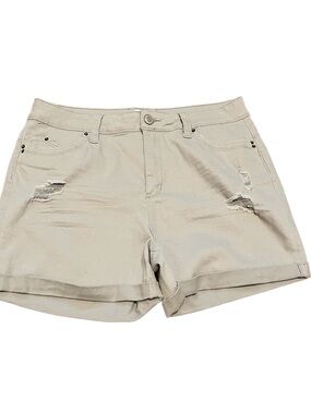YMI Women's Light Green Distressed Jean Shorts